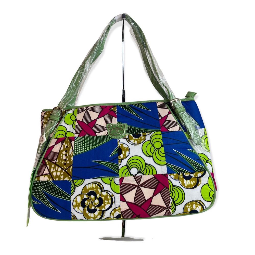 NEW Fricaine Purse Alluring Smile Shoulder Bag Patchwork Handbag Green Unique